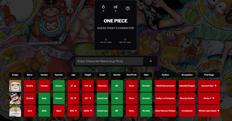 Onepiecedle screenshot